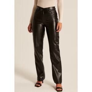 NEW Abercrombie & Fitch Criss Cross Waist 90's Straight Vegan Leather Pants